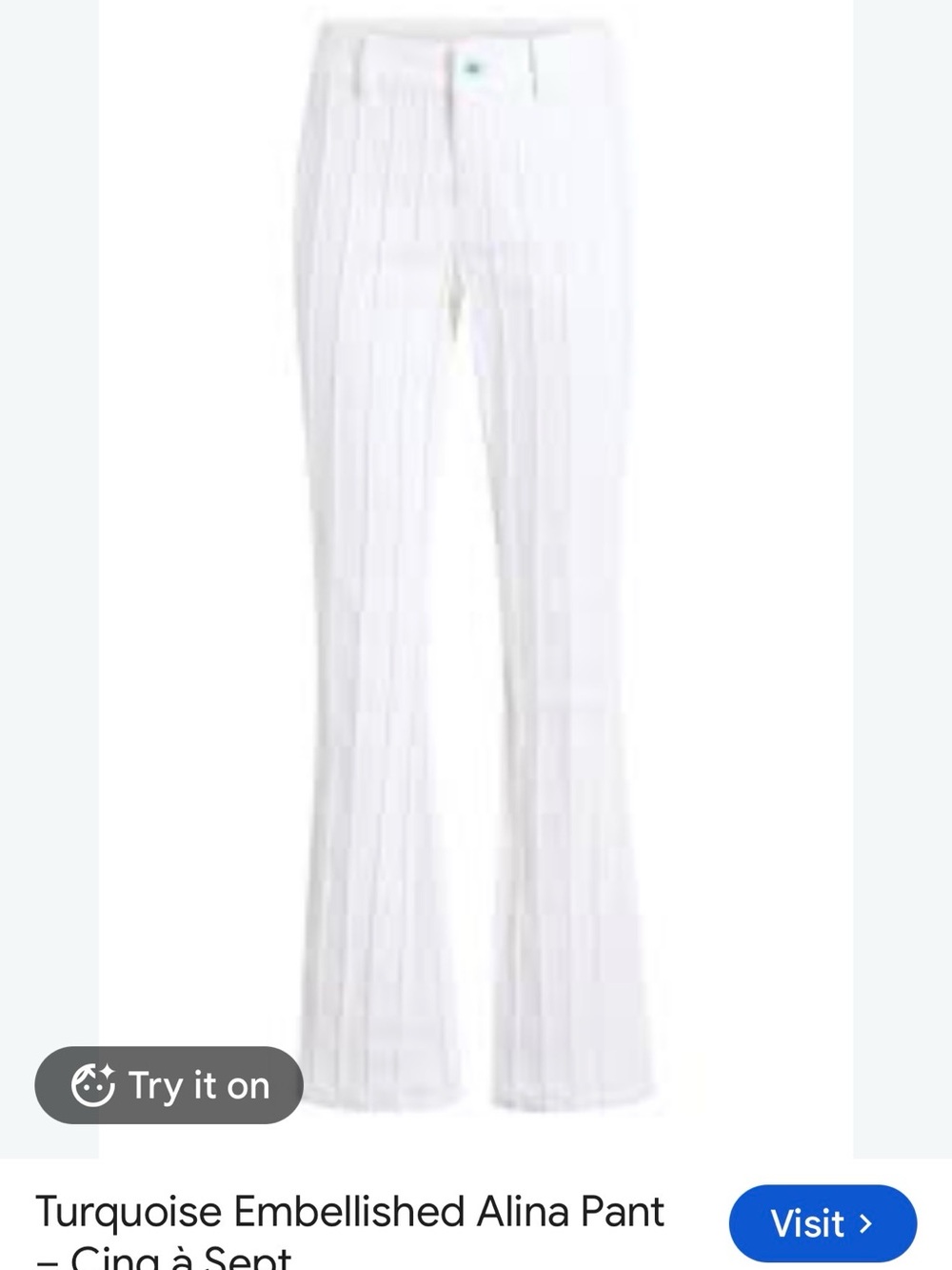 White Ribbed Flare Pants - Picture 3 of 6